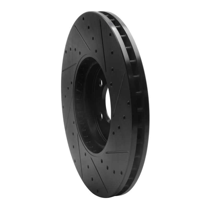 Mini Cooper Clubman Brake Rotor (1) - Front Left - R1 Concepts - Drilled & Slotted - Black - `15-`19